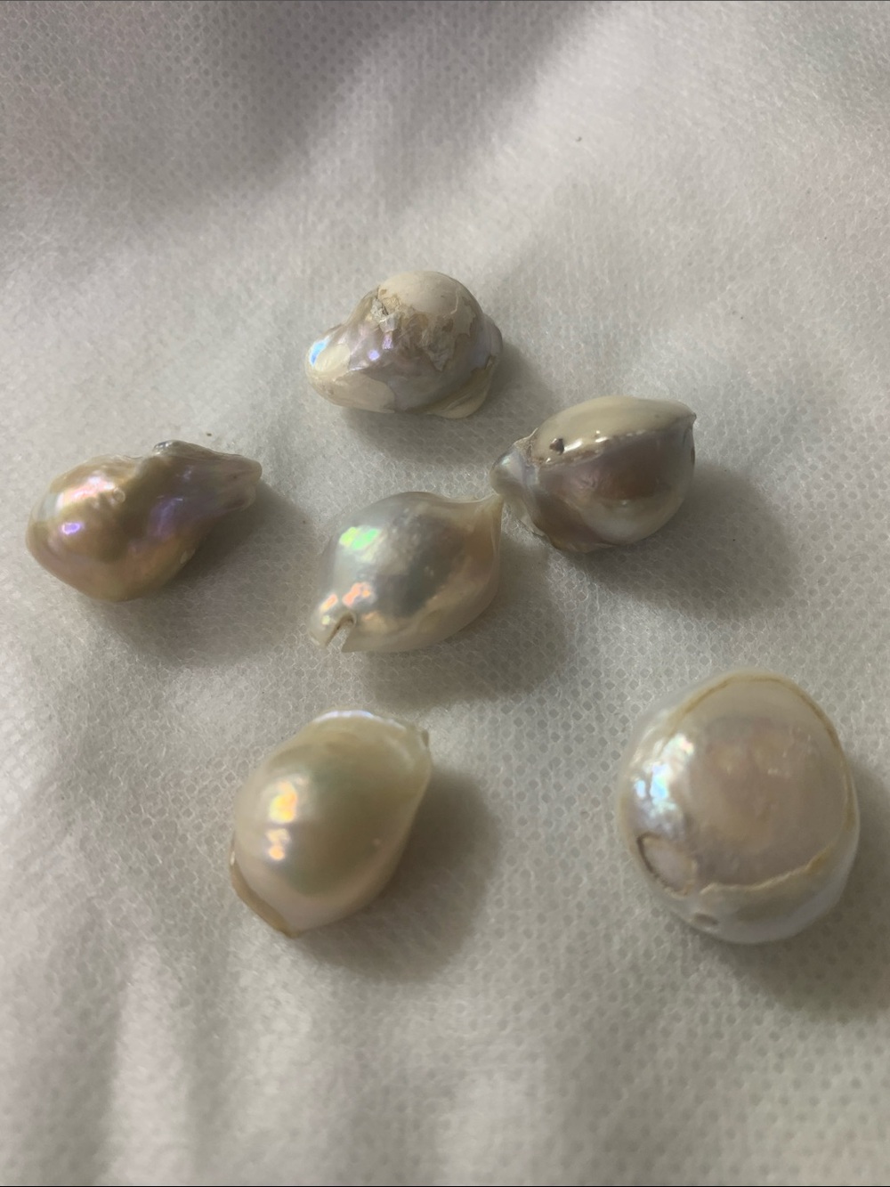 6- Freshwater Baroque Pearl Beads - Cream White Iridescent